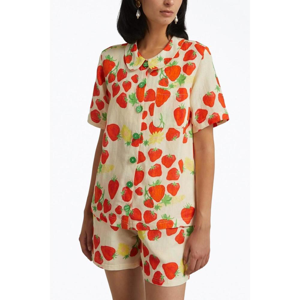 Strawberry Print Button Down Shirt